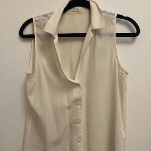 Equipment White Sleeveless Silk Button Up Top XS
